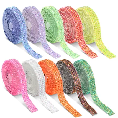 10 Rollen selbstklebende Strassbänder, Glitzer-DIY-Dekoration