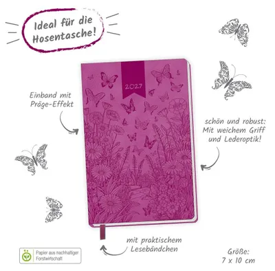 Produktbild von TRÖTSCH - Taschenkalender A7 Soft Touch Schmetterlinge 2027