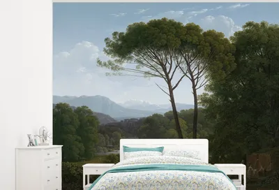 Produktbild von MuchoWow® Fototapete für Wohnzimmer oder Schlafzimmer Wandtapete Vinyl Motivtapete Italienische Landschaft mit Pinienbäumen - Hendrik Voogd - 375x300 cm - Tapezierpapier