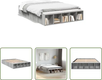 Produktbild von The Living Store Bettgestell Grau Sonoma 140x190 cm Holzwerkstoff