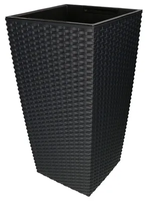 Produktbild von KOTARBAU® Blumentopf Rattandesign Quadratisch 325x325x610mm Anthrazit