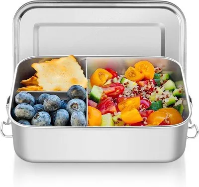 Productafbeelding van Stalen lunchbox met compartimenten - 1400 ml - Voedselzak