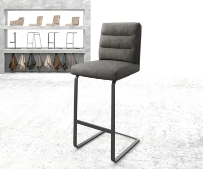 Produktbild von DELIFE Barstuhl Pela-Flex Vintage Anthrazit Freischwinger flach Metall