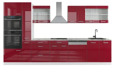 Obrázek produktu pro Kuchyně Vicco R-Line Červená/bílá s vysokým leskem 350 cm s vysokou skříní, s pracovní deskou, Model 37648