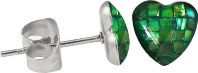 Produktbild von Chirurgenstahl Ohrstecker mit Mosaik Herz Farbe - Grün