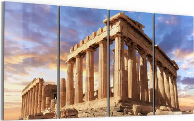 Produktbild von DEQORI Glasbild Echtglas 4x30x60 cm 'Parthenon im Abendlicht' Wandbilder XXL groß
