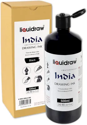Productafbeelding van Black drawing india ink - Must-have artist supply - Niet giftig - Waterdicht - Lichtecht en permanent - Canvas