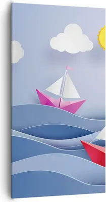 Produktbild von Bild auf Leinwand - Leinwandbild - Origami boot meer himmel - 65x120cm - Wand Bild - Wanddeko - Leinwanddruck - Bilder - Kunstdruck - Wanddekoration - Leinwand bilder - Wandkunst - PA65x120-2964