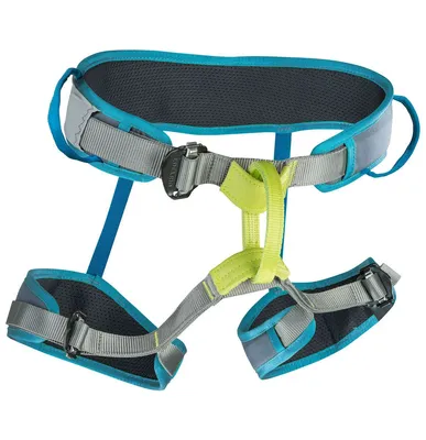 Hüftklettergurt "Zack GYM" von Edelrid in Blau und Grau; mit verstellbaren Gurten und Polsterung.