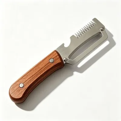 Produktbild von 3-in-1 Gemüseschäler aus Edelstahl mit Holzgriff für Obst und Gemüse