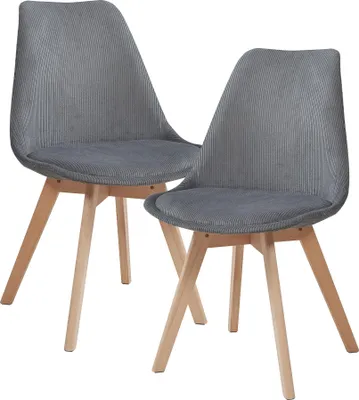 Obrázok produktu pre Jedálenská stolička 'Fläten' sada 2 čalúnených stoličiek cord grey