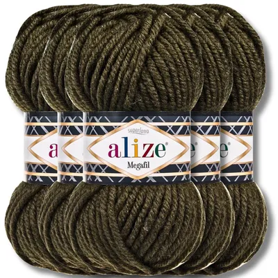 Immagine prodotto di Alize 5 x 100 g Superlana Megafil, lana spessa, tinta unita, per uncinetto e lavoro a maglia (Dark Forest Green - 241)