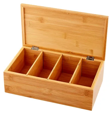 Produktbild von Teebox aus Holz mit 4 Fächern zur Aufbewahrung von Tee