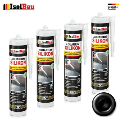 Isolbau Aquarium Silikon 4 x 300 ml Schwarz Spezial-Silikon Glaskonstruktion