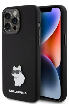 Obrázek produktu pro Pouzdro Karl Lagerfeld Silicone Choupette Metal Pin Na Iphone 15 Pro Max - Czarne