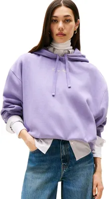 Immagine prodotto di Felpa con cappuccio da donna Tommy Hilfiger, modello Classic Script, in pile, colore viola (lavanda)