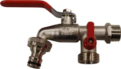 Produktbild von Duo Doppelanschluss Wasserhahn Zapfventil 1/2" Kugelauslaufhahn mit 2 Abgängen