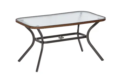 Produktbild von Merxx Gartentisch "Ravenna" 150 x 85 cm - Aluminiumgestell Graphit mit Kunststoffgeflecht Schoko