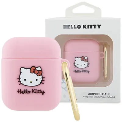 Produktbild von Hello Kitty Silicone 3D Kitty Head - Etui AirPods 1/2 gen (różowy)