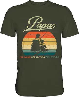Produktbild von Angler Papa Sohn Angeln Vatertag Geschenk Vater T-Shirt – Urban Khaki / S