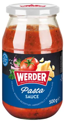 Produktbild von WERDER Pasta Sauce 500 g – Tomatensauce mit 67 % Tomatenmark & Hartkäse
