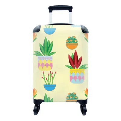 Produktbild von MuchoWow® Koffer Handgepäck Trolley Rollkoffer Kleine Reisekoffer mit 4 Rollen - Pflanzen - Blumentopf - Muster - Regenbogen - Cabin Size < 55x40x23 cm & 55x40x20 cm - Fotokoffer - Kabinenkoffer - Boardgepäck - Reise-Box - Reisekoffer - Reisegepäck - Koffer mit Bild - Trolley für Kinder