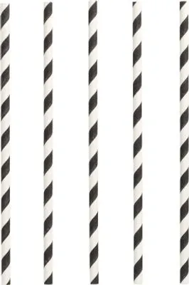 Produktbild von Trinkhalme, Papier Ø 6 mm · 20 cm schwarz/weiss "Stripes"