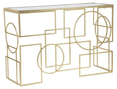 Produktbild von Marie Konsolentisch mit goldfarbenem Metallgestell und verspiegelter Glasplatte, 120 x 41 x 81 cm – s Glamour-Möbelstück