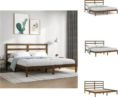 Produktbild von vidaXL Massivholzbett Honigbraun Kiefer 200x200 cm -  Betten & Bettgestelle