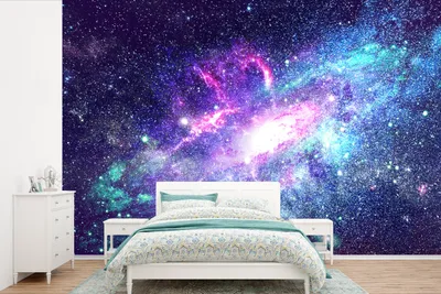 Produktbild von MuchoWow® Fototapete für Wohnzimmer oder Schlafzimmer Wandtapete Vinyl Motivtapete Weltraum - Blau - Sterne - 390x260 cm - Papiertapete