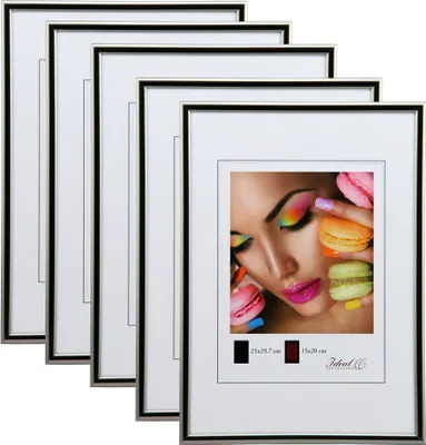 Produktbild von New Lifestyle Set Bilderrahmen Wanddeko Collage Poster Rahmen 2er 3er 5er Pack - Farbe: 5er Pack Stahl | Format: 40x60