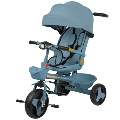Produktbild von Kinderdreirad Dreirad mit Schubstange für Kinder drehbarer Sitz mit Musik Blau