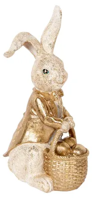 Image de Clayre & Eef Figurine de décoration Lapin 51 cm Beige Couleur or Plastique