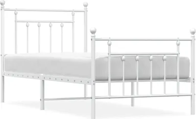 Produktbild von vidaXL Bettgestell mit Kopf- und Fußteil Metall Weiß 90x200 cm
