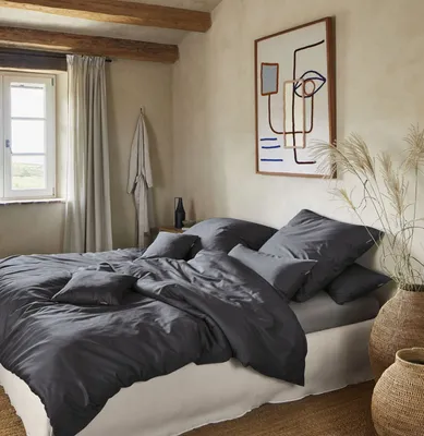 Produktbild von Irisette GmbH & Co. KG Mako-Satin uni Bettwäsche Set uni Paris 8000 Farbe anthrazit Größe 200 x 220cm