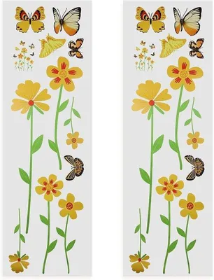 Produktbild von 2 Stück Blumen-Flügelmotive Sticker-Set für Müllbehälter, Fenster, Türen, Inneneinrichtung