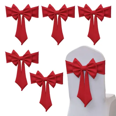 Productafbeelding van Set van 6 Elasthan Stoelhoezen voor Feestelijke Decoratie in Rood