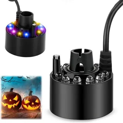 Produktbild von Mini Nebelmaschine Halloween mit 12 LED, Ultraschall Nebler für Kürbis, Teich, Aquarium und Brunnen, Farbwechsel für stimmungsvolle Deko