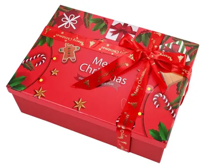 Weihnachts-Geschenkbox aus Papier, 29x21x10 cm, mit Band