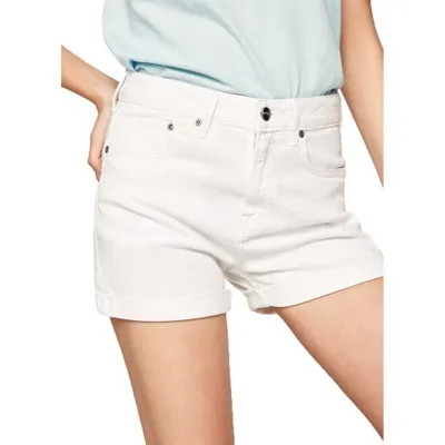Produktbild von Pepe Jeans Marty Shorts Damen Kurze Hose Stretch Denim Weiß Mid Waist Bermudas W26