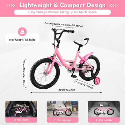 Obrázok produktu pre 16-palcové detské bicykel s bočnými kolieskami pre deti