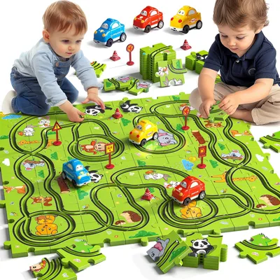 Productafbeelding van Omgoods - - 64-delige Puzzelbaan voor Kinderen van 3-6 Jaar
