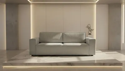 Produktbild von Wohnero24 Schlafsofa HIRA 240 x 102 cm – Premium Cord Sofa Hellgrau mit Schlaffunktion 191 x 152 cm & Bettkasten
