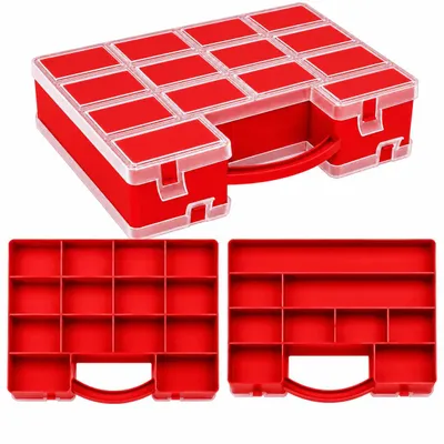 Produktbild von Sortimentskasten Kleinteilemagazin Organizer Sortimentsbox Sortierbox Rot