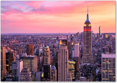Produktbild von Tulup® Glas-Bild - 100 x 70 - Wandbild aus Glas - Wandkunst - Wandbild hinter gehärtetem Sicherheitsglas - Sehenswürdigkeiten & Architektur - New York - Orange