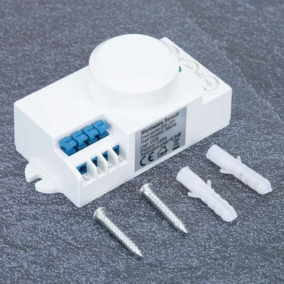 Image de Détecteur de mouvement à micro-ondes 5,8 GHz avec interrupteur d'éclairage, alimentation 220-240 V CA