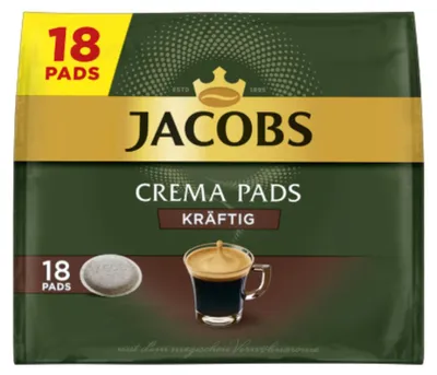 Produktbild von Jacobs Crema Pads kräftig | 18 Senseo kompatible Kaffeepads, 118 g