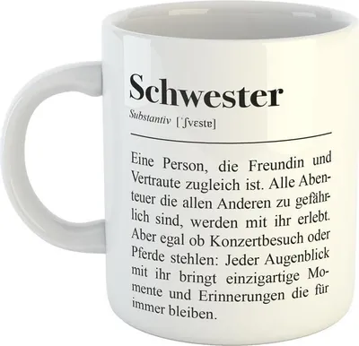 Produktbild von Huuraa Kaffeetasse Schwester Definition Geschenk Tasse Weiß 330ml Schwester Definition Präsent