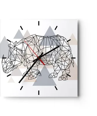 Produktbild von Wanduhr - Quadrat - Glasuhr - Tier Abstraktion - 30x30cm - Schleichendes Uhrwerk - Lautlos - zum Aufhängen bereit - Dekoration Modern - Wanddekoration aus Glas - C3AC30x30-4060