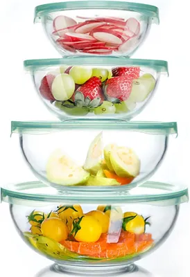 Produktbild von Luvan Glasschüssel Set 4 Stück 0.95L-3.5L, Salatschüsseln Mikrowellenfest